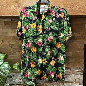 COCO VIBES Life is a Beach by Drill Clothing Tropical Pineapple Button Down Top